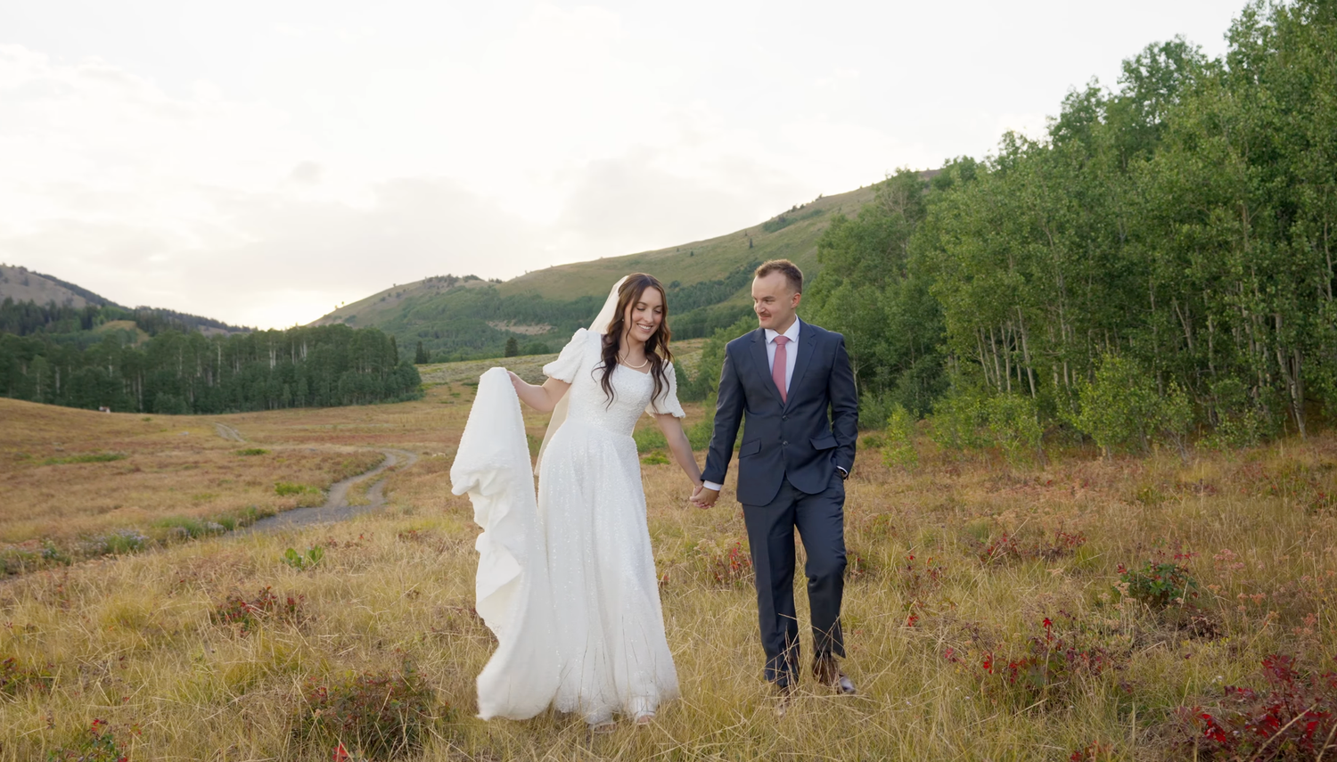 Bride and groom first look video in the Utah mountains. Utah wedding videography by Jensen Photo & Film