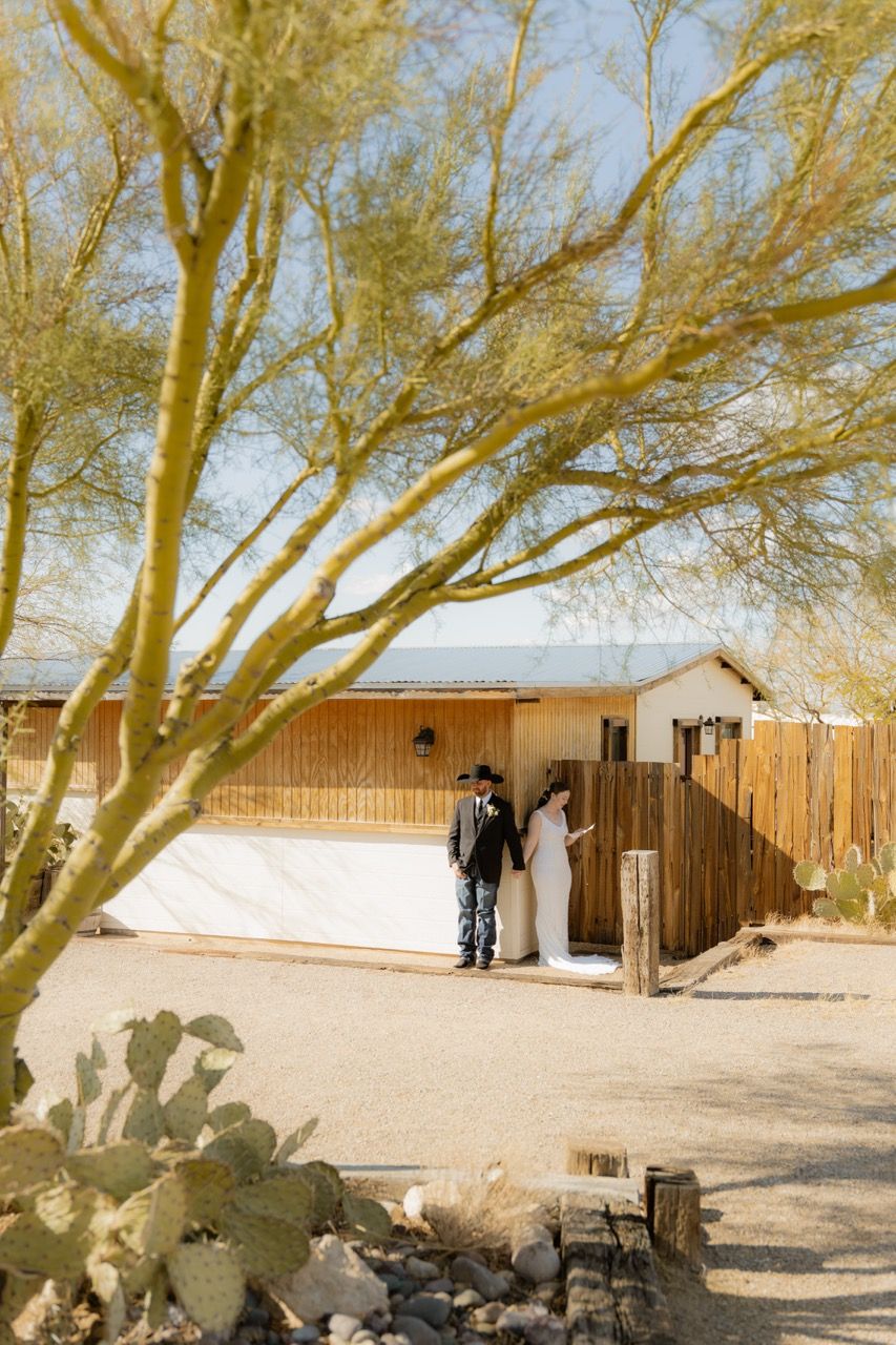 Bride and groom private vows at Sage Creek Ranch and Events in Tucson, Arizona. Wedding photography by Jensen Photo & Film