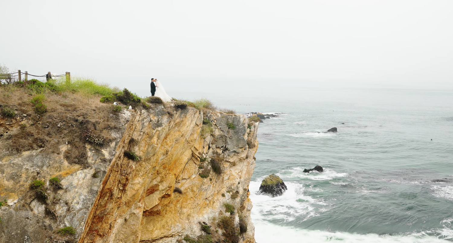 Wedding couple on the cliffs in San Luis Obispo, CA