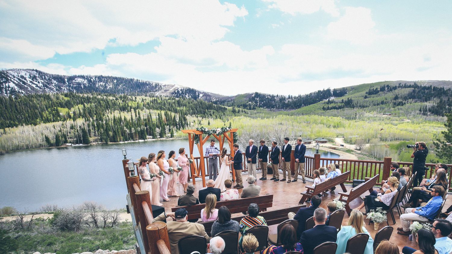 Wedding ceremony at Timber Moose Lodge in Heber, Utah