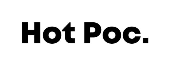 Minimalist bold black typography logo reading Hot Poc. on a clean white background.