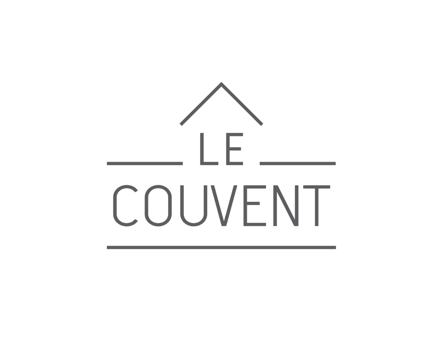 Simple geometric logo for Le Couvent featuring a house roofline above clean sans-serif text.