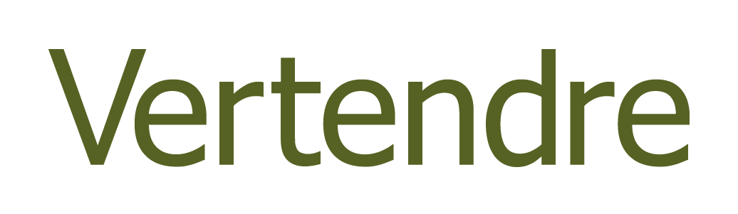 Clean olive green wordmark logo for Vertendre in modern sans-serif typography.
