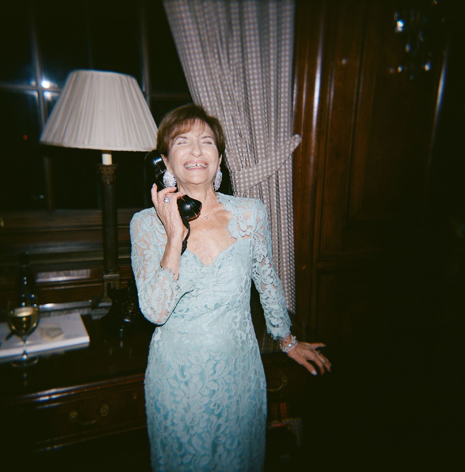 Grandmother laughing at NYC Harold Pratt House NYC Wedding