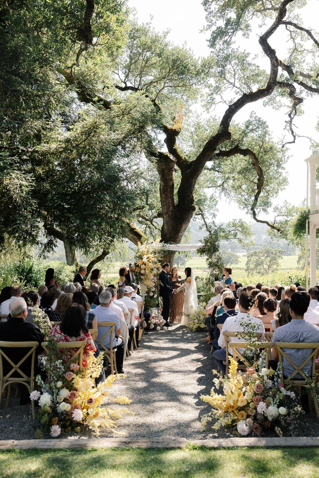 Wedding ceremony photography at Beltane Ranch in Glen Ellen, California.