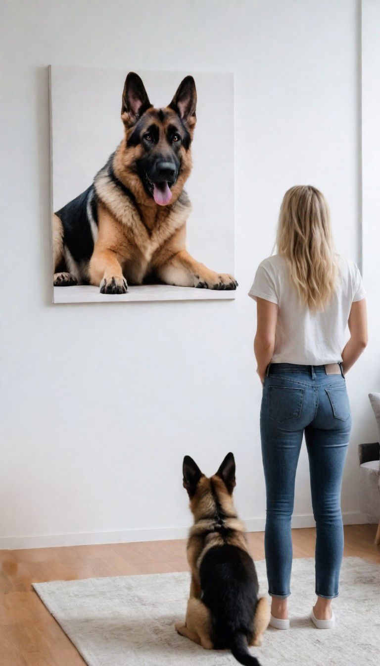 Foto platno s profesionalno pasjo fotografijo – dekoracija doma iz studia Foto Colarič v Krškem.