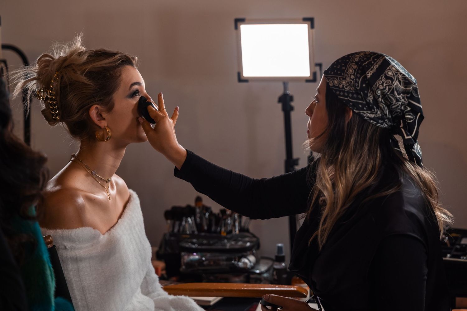 Touchup ever-so. Art Hearts Fashion backstage photography NYFW 2025.   © Jack Curtis Photography.