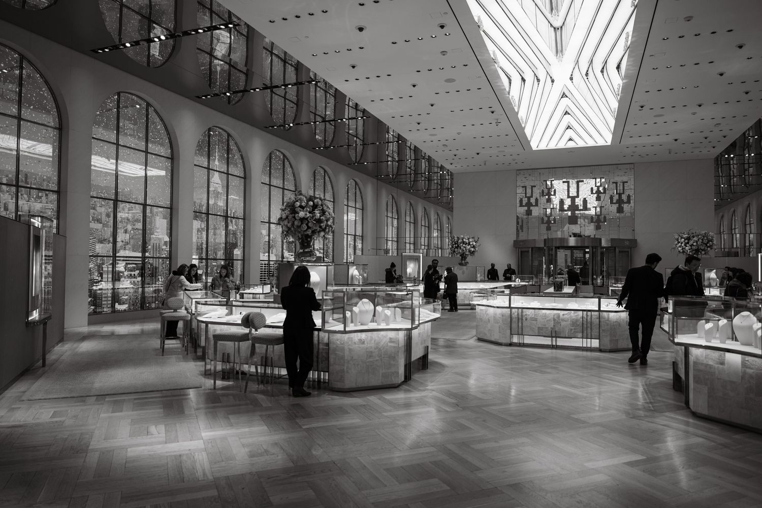 Black and white still of Tiffany & Co, in NYC. © Jack Curtis Photography.
