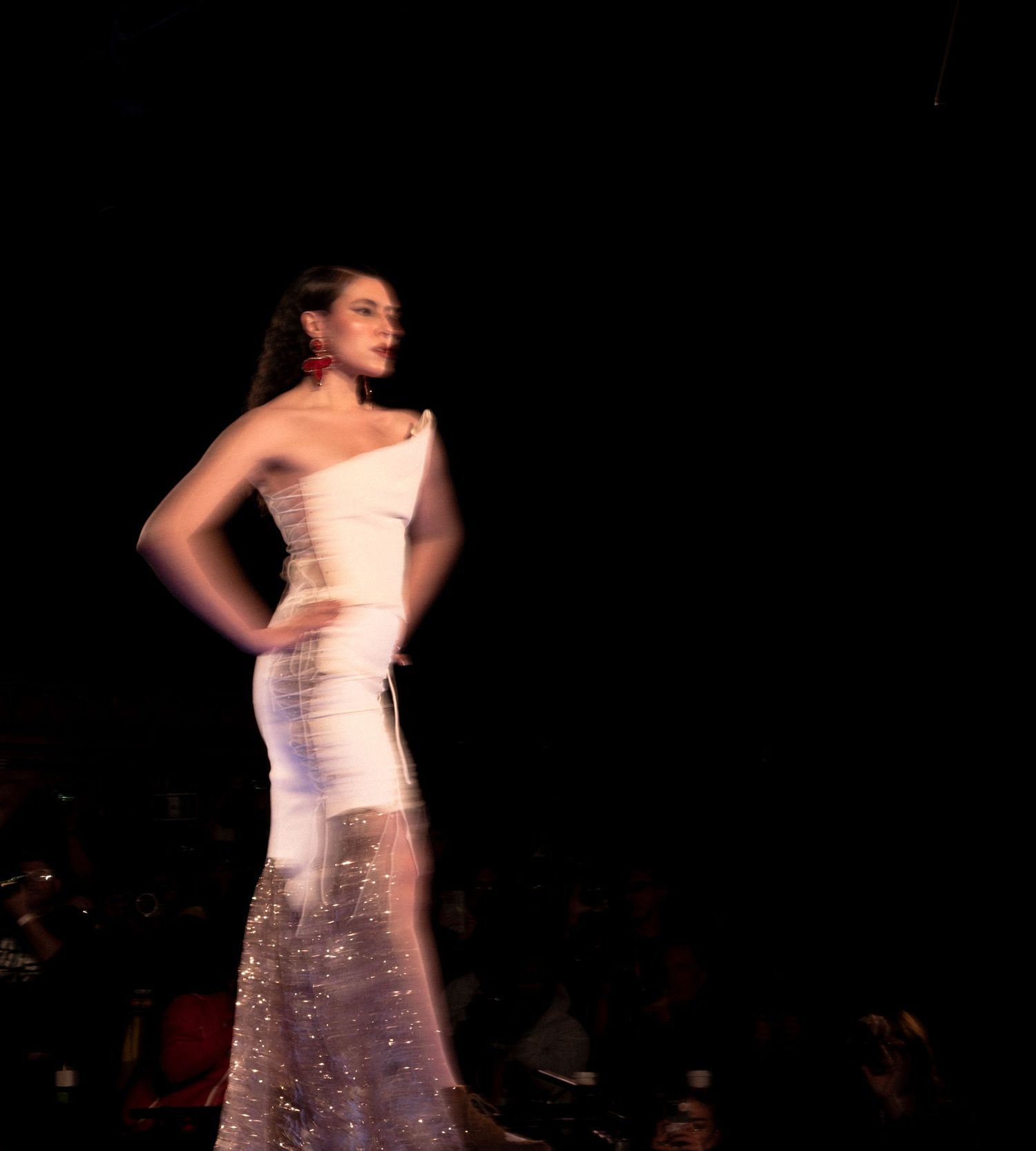 The woman who dazzles. Motion blur runway photography.   © Jack Curtis Photography.