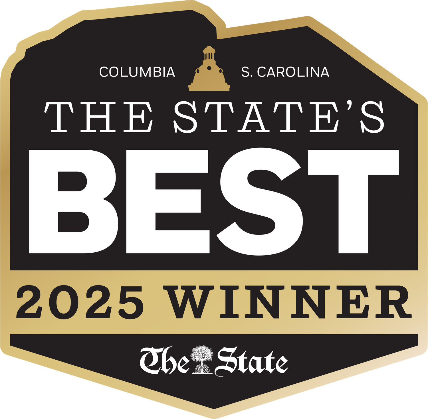 The State's Best 2025 Winner badge from Columbia, South Carolina newspaper The State.