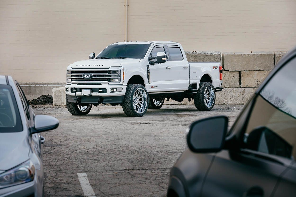 FORD F350 PICKUP TRUCK PARK IN INDUSTRIAL BACKDROP BOSTON CAR PHOTOSHOOT