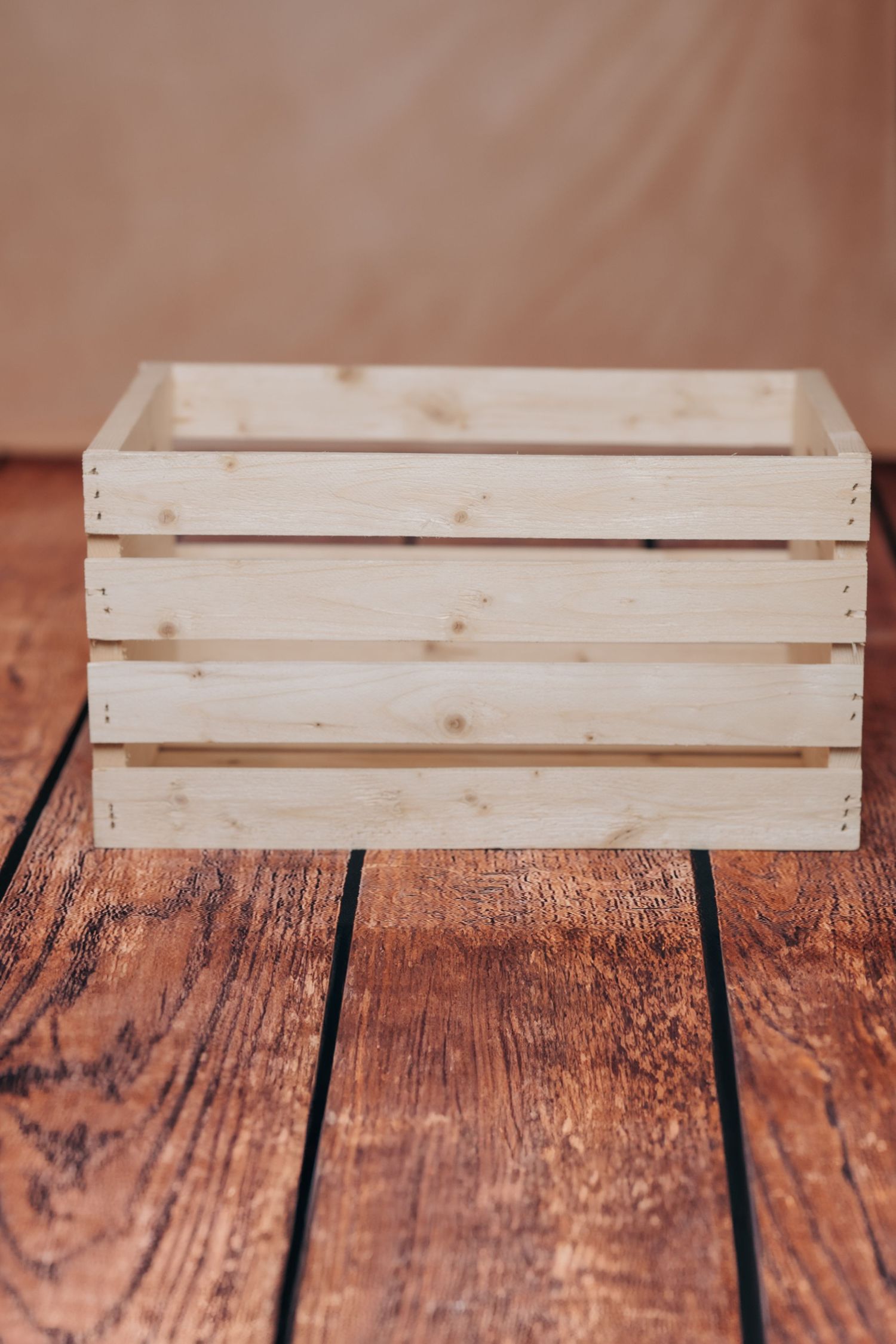 Light wood crate newborn prop.