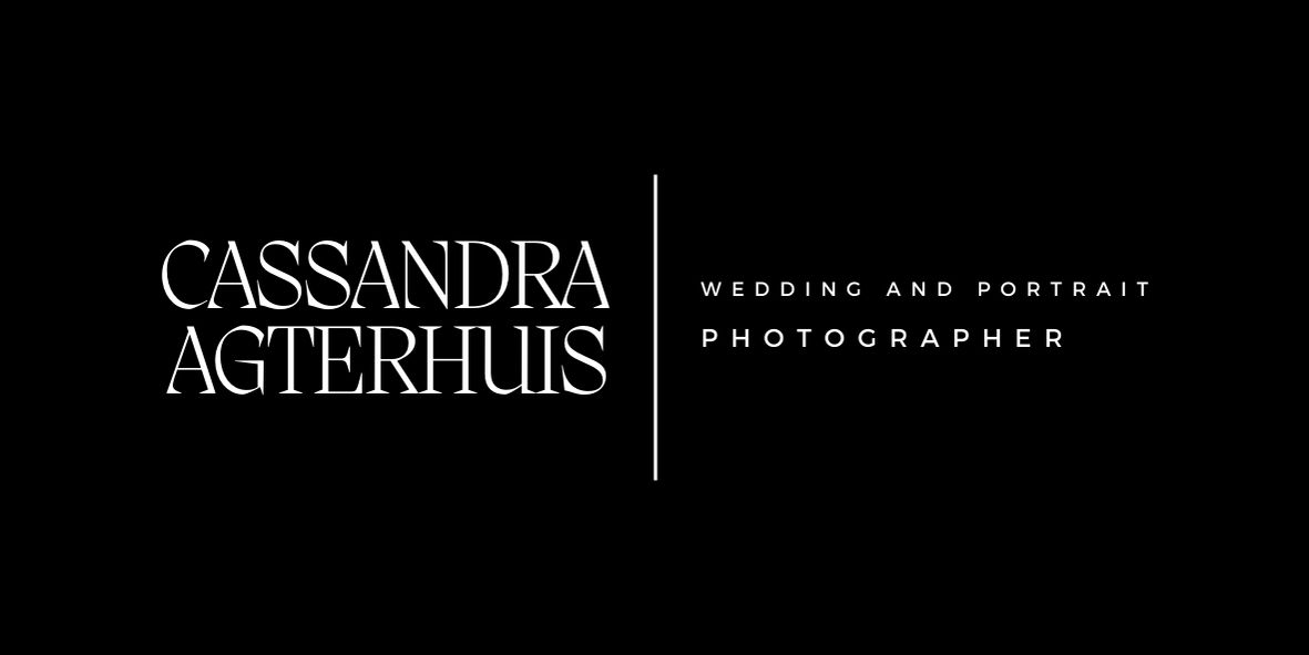 Black and white text logo for Cassandra Agtierhuis wedding photographer.
