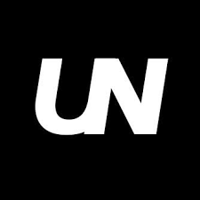Black square logo featuring bold white italic letters U and N merged together in a modern minimalist design.