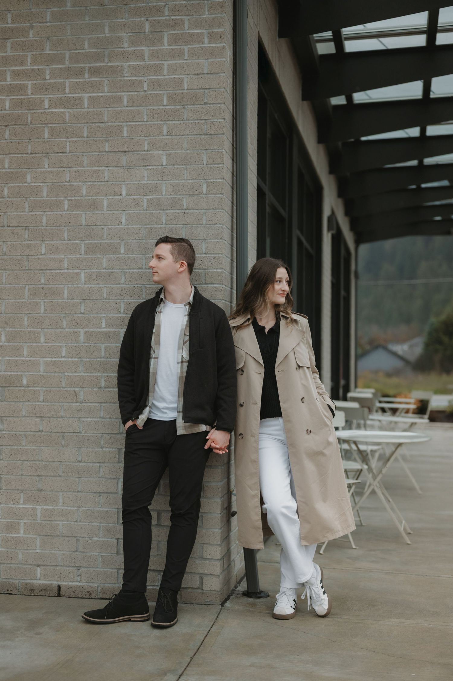 Couples downtown coffee date session