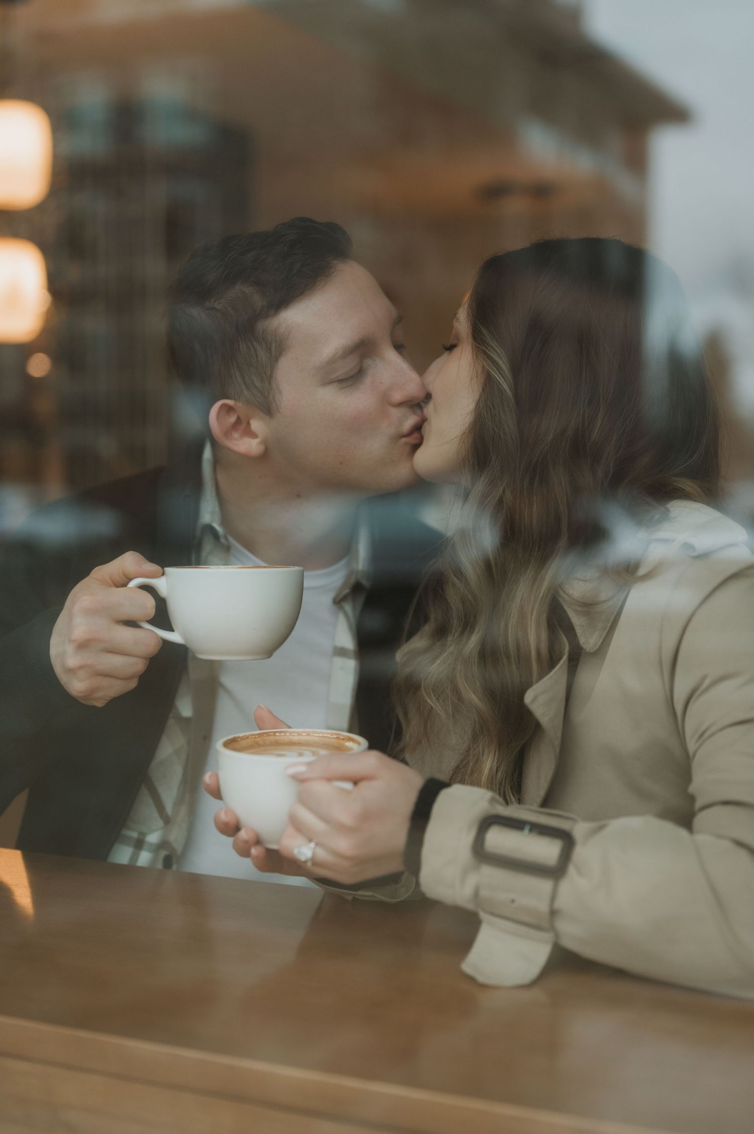 Couples downtown coffee date session