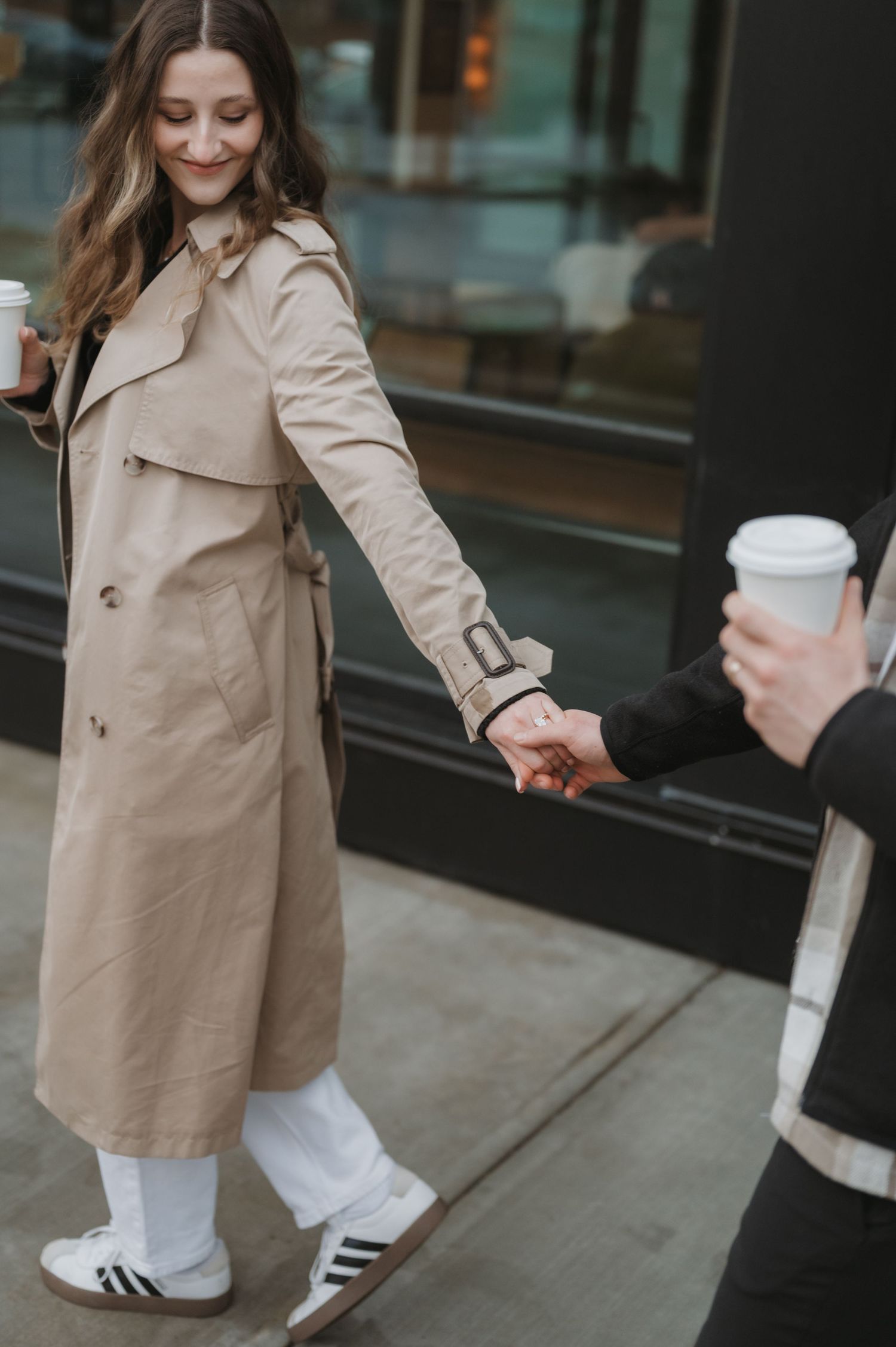 Couples downtown coffee date session