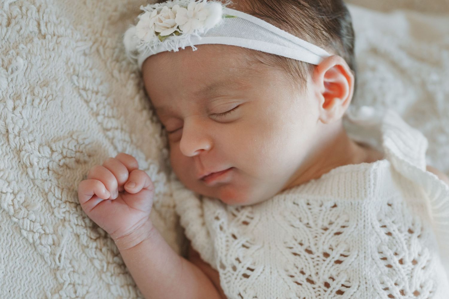 In-home lifestyle newborn family photography session, newborn close-up