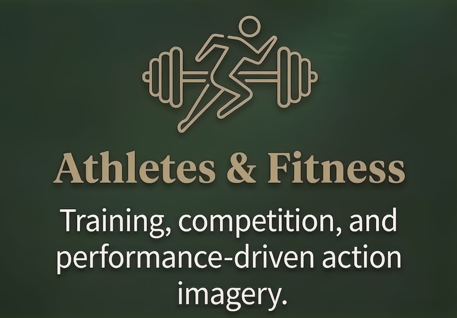 Fitness and athletic training icons in white against a dark green background show various exercise symbols.