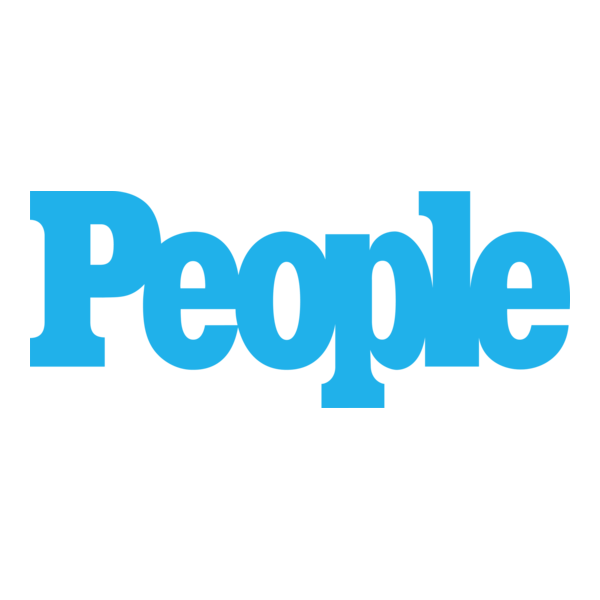 People Magazine logo in bold blue text on white square background.