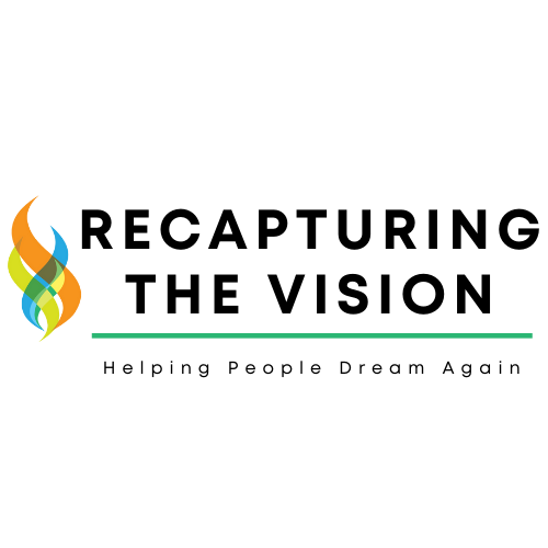 Recapturing The Vision logo with colorful flame and tagline Helping People Dream Again.