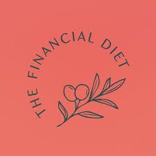 The Financial Diet logo with olive branch illustration on coral pink background.