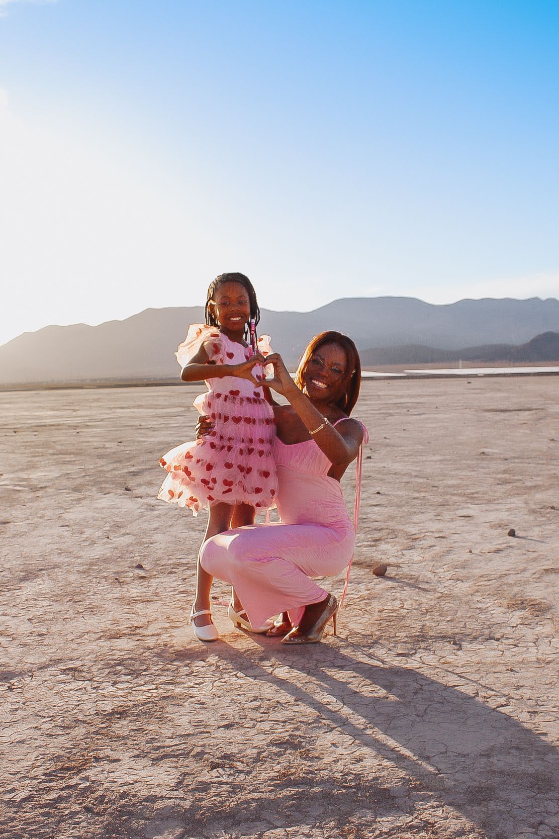 Mother and daughter dry lake beds