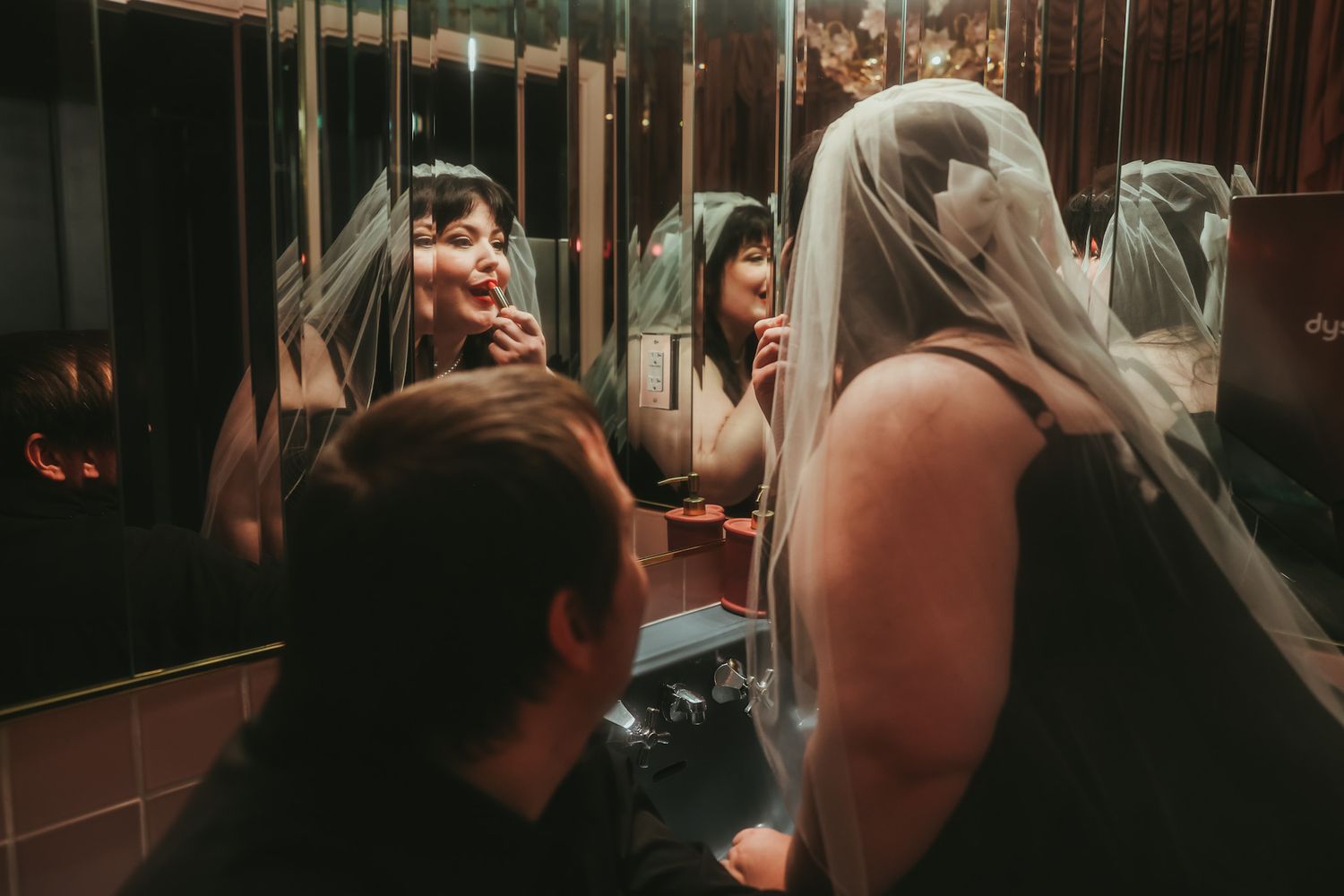 applying lipstick at sure thing too chapel