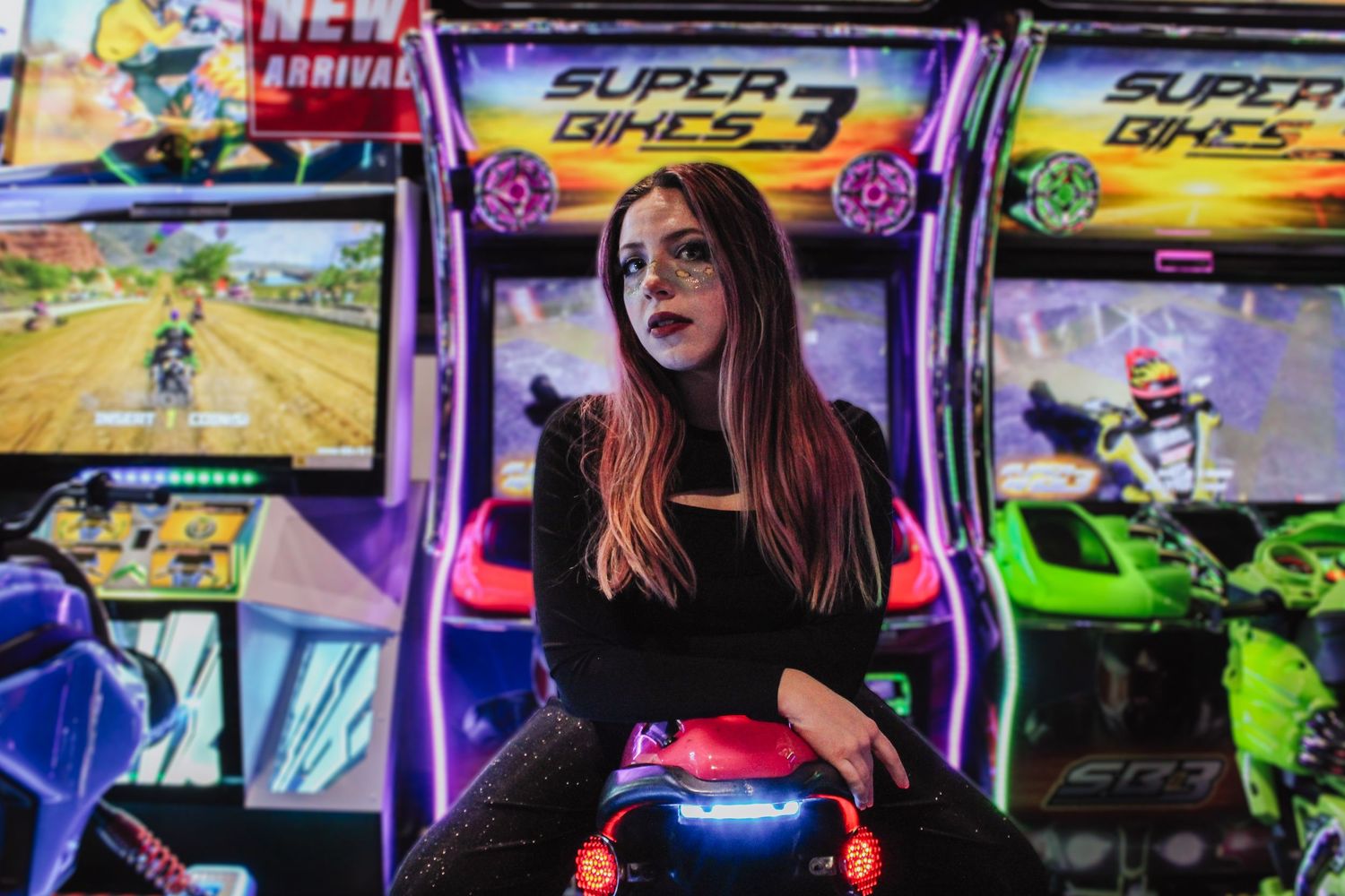 model on motorcycle