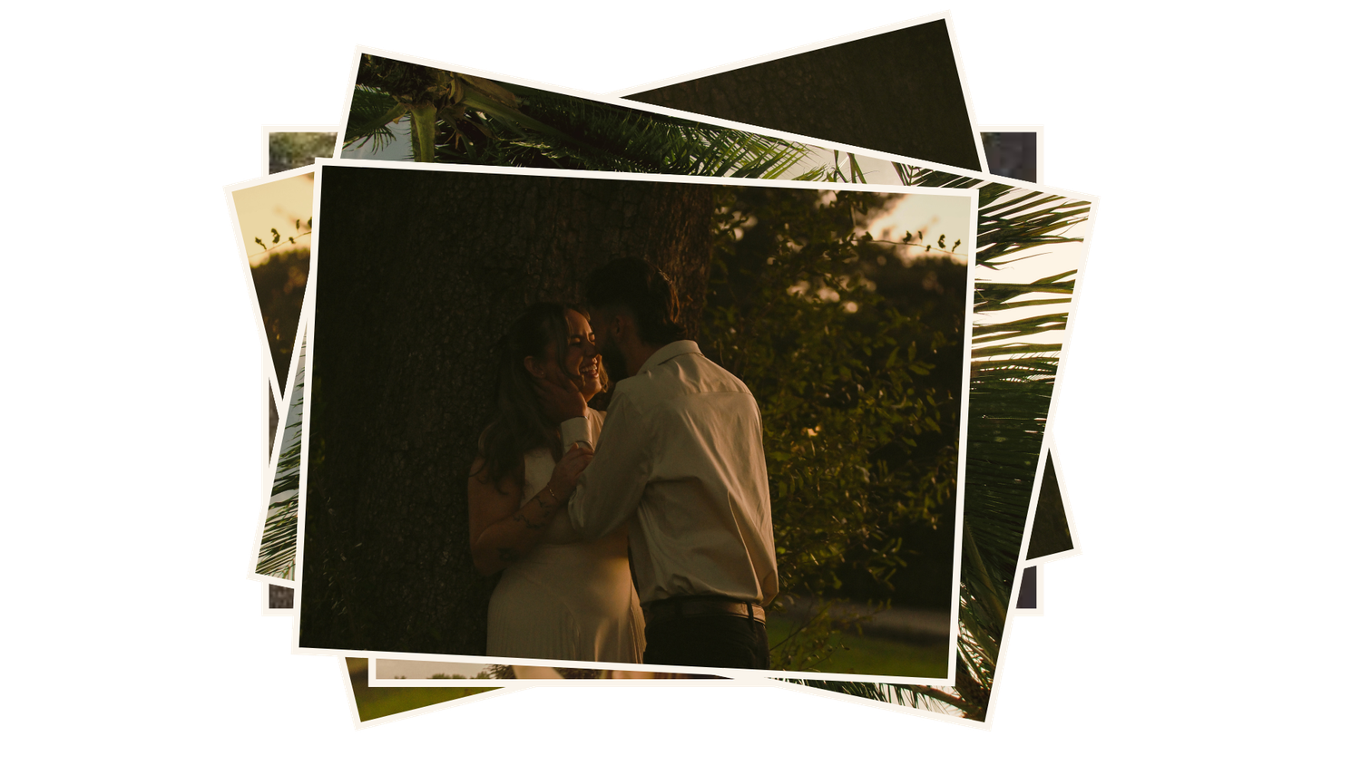 A collection of vintage-style photographs arranged in an overlapping collage pattern against a dark background.