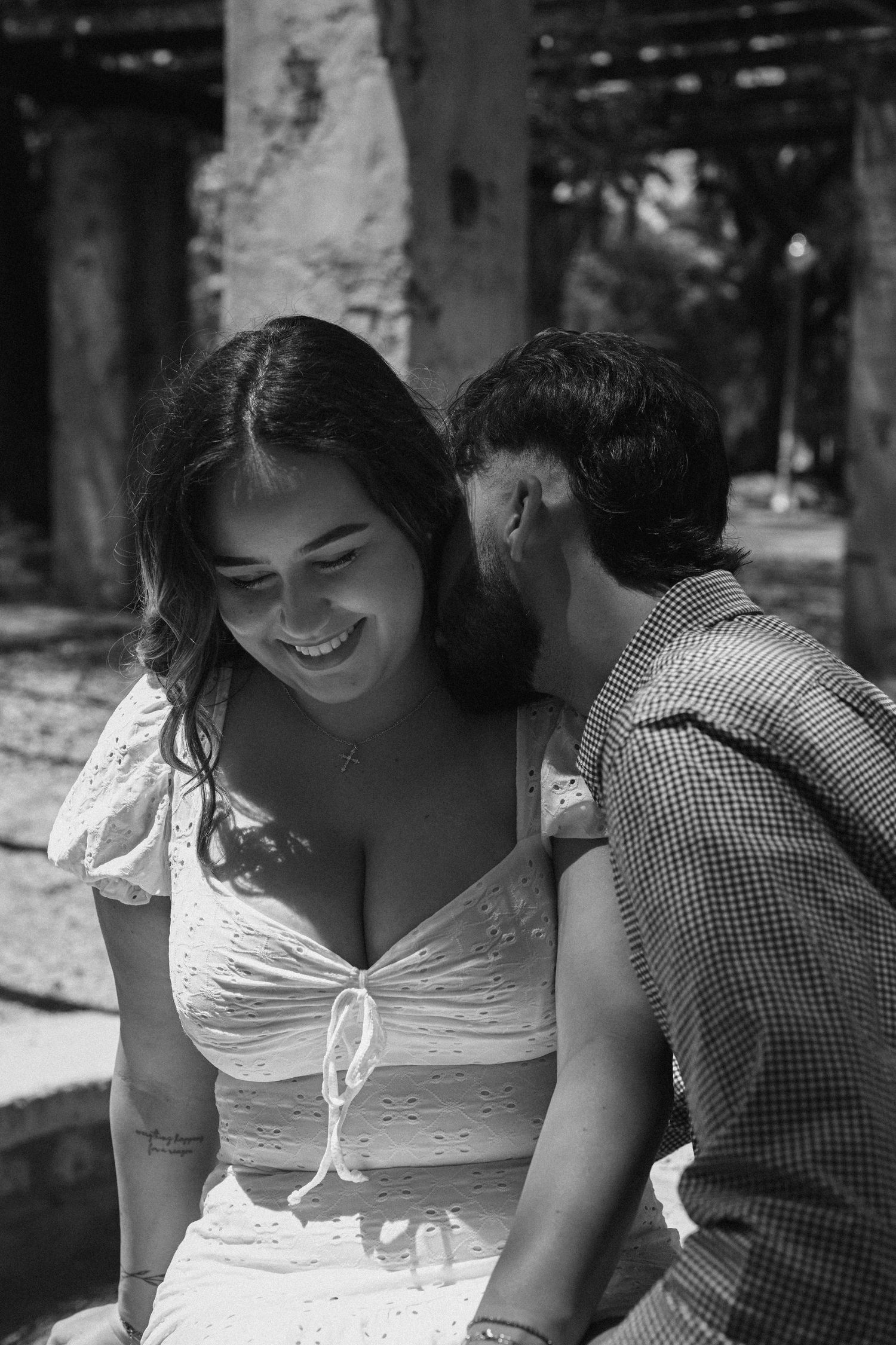 A series of intimate black and white portraits showing genuine emotion.