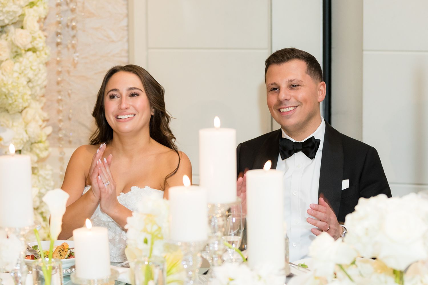 Wedding celebration at the Mandarin Oriental Boston. Photographed by Boston Wedding Photographer, Lauren Killian.