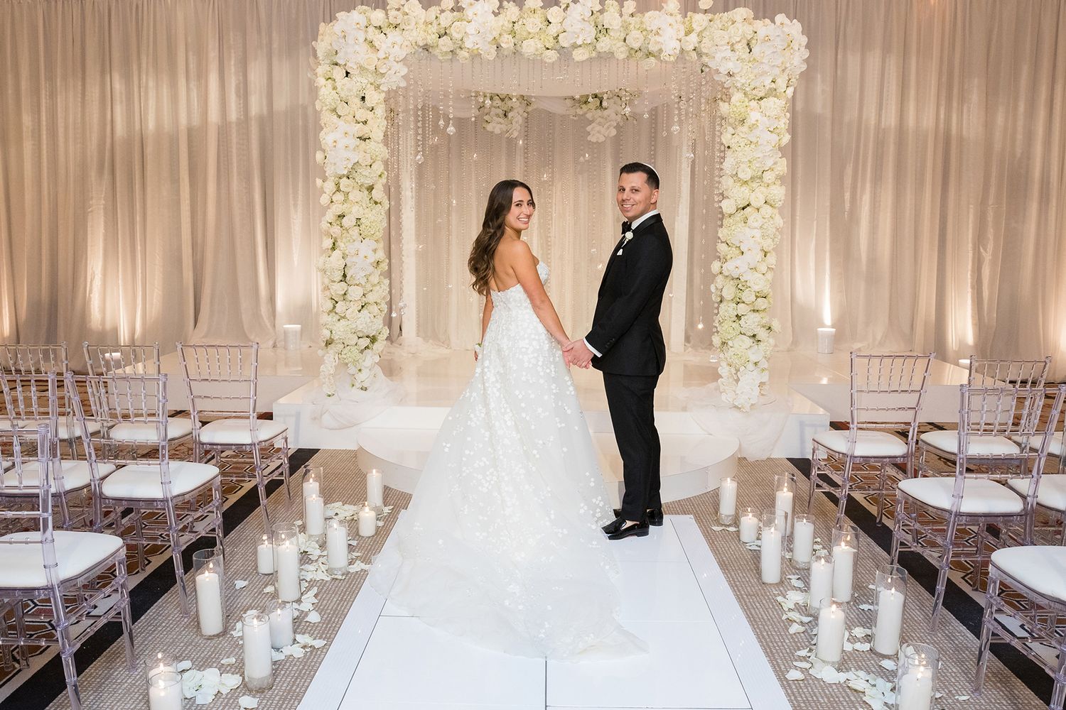 Wedding celebration at the Mandarin Oriental Boston. Photographed by Boston Wedding Photographer, Lauren Killian.