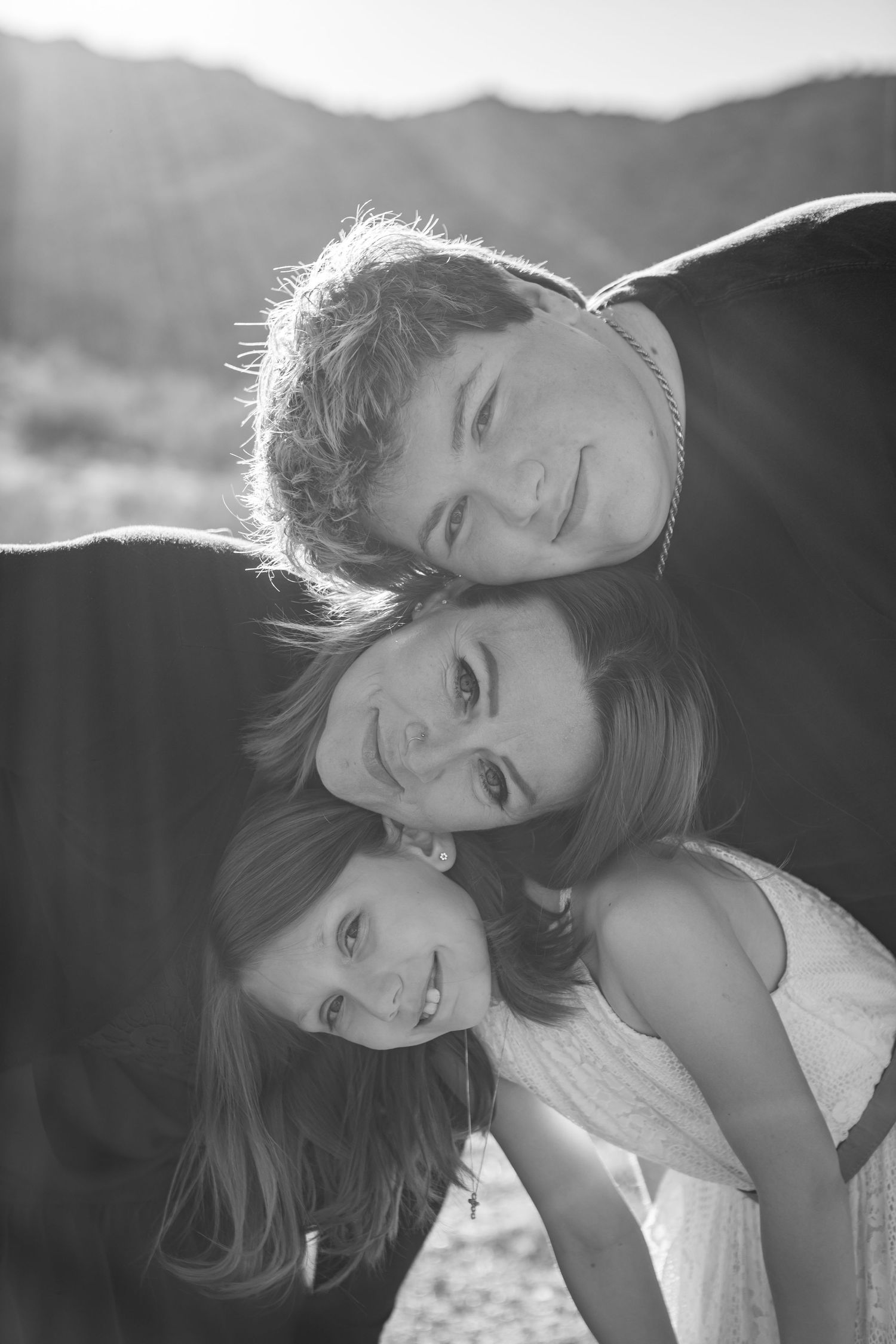 Outdoor family portraits Arizona Desert Mountain sunset