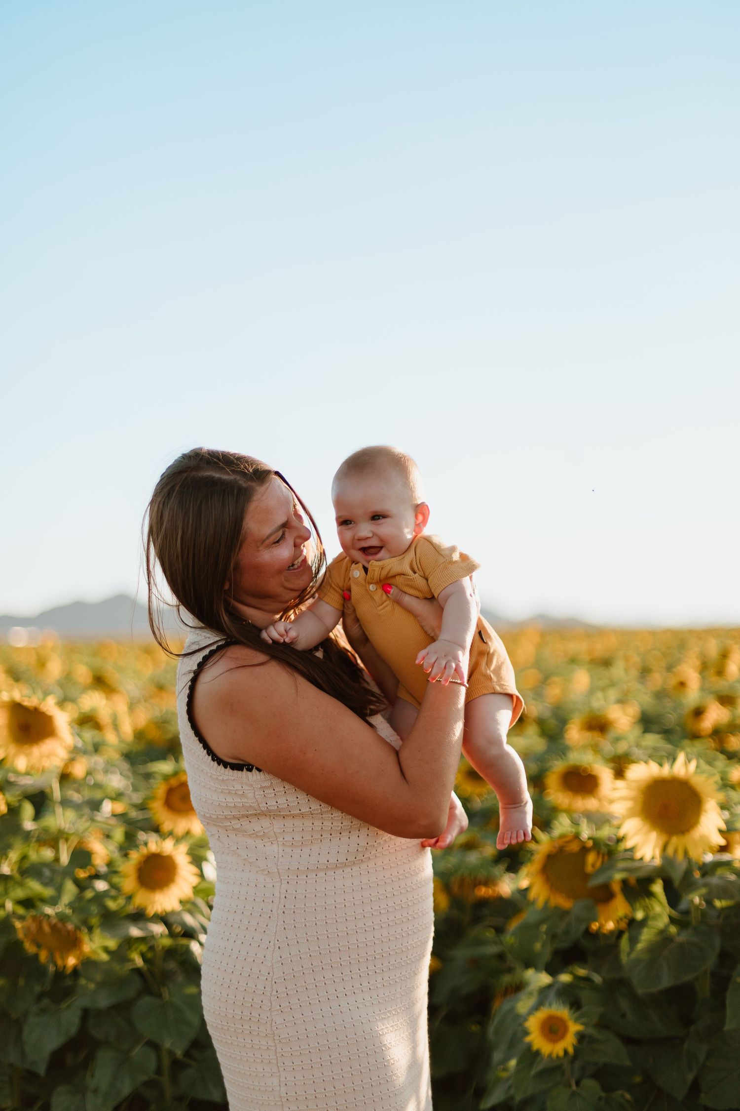 Family Arizona Desert Mountain Sunset Session - Sunflower field