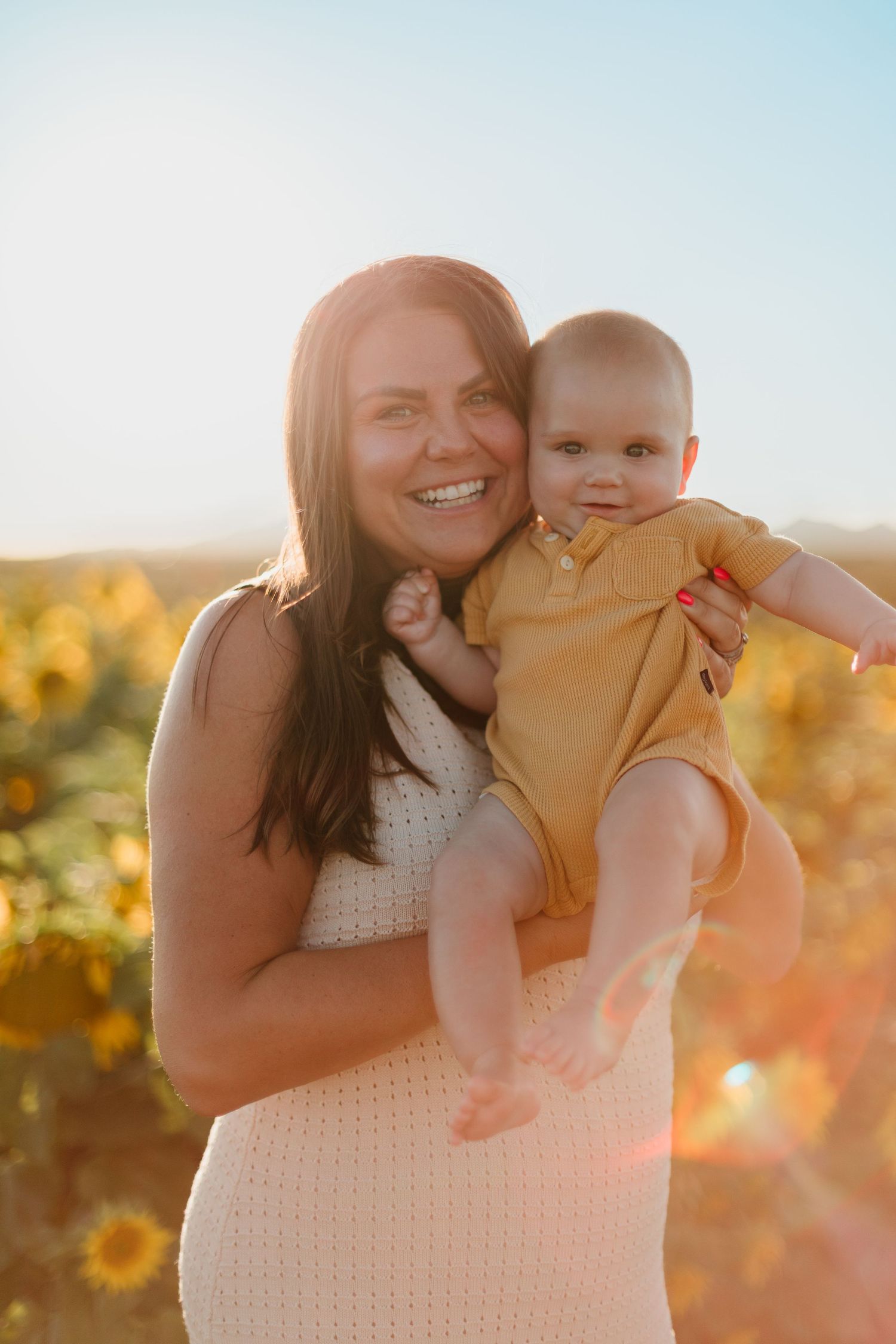 Family Arizona Desert Mountain Sunset Session - Sunflower field