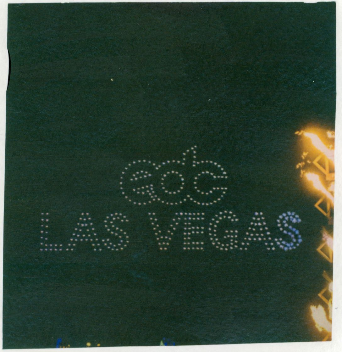 Illuminated EDC Las Vegas logo text displayed against dark background.
