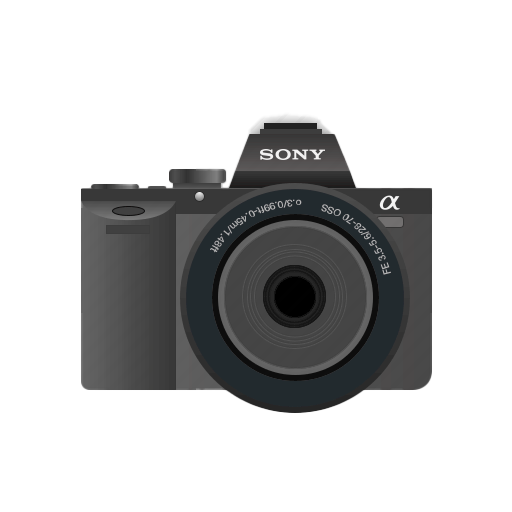 A black Sony Alpha mirrorless digital camera with a mounted lens shown against a white background.