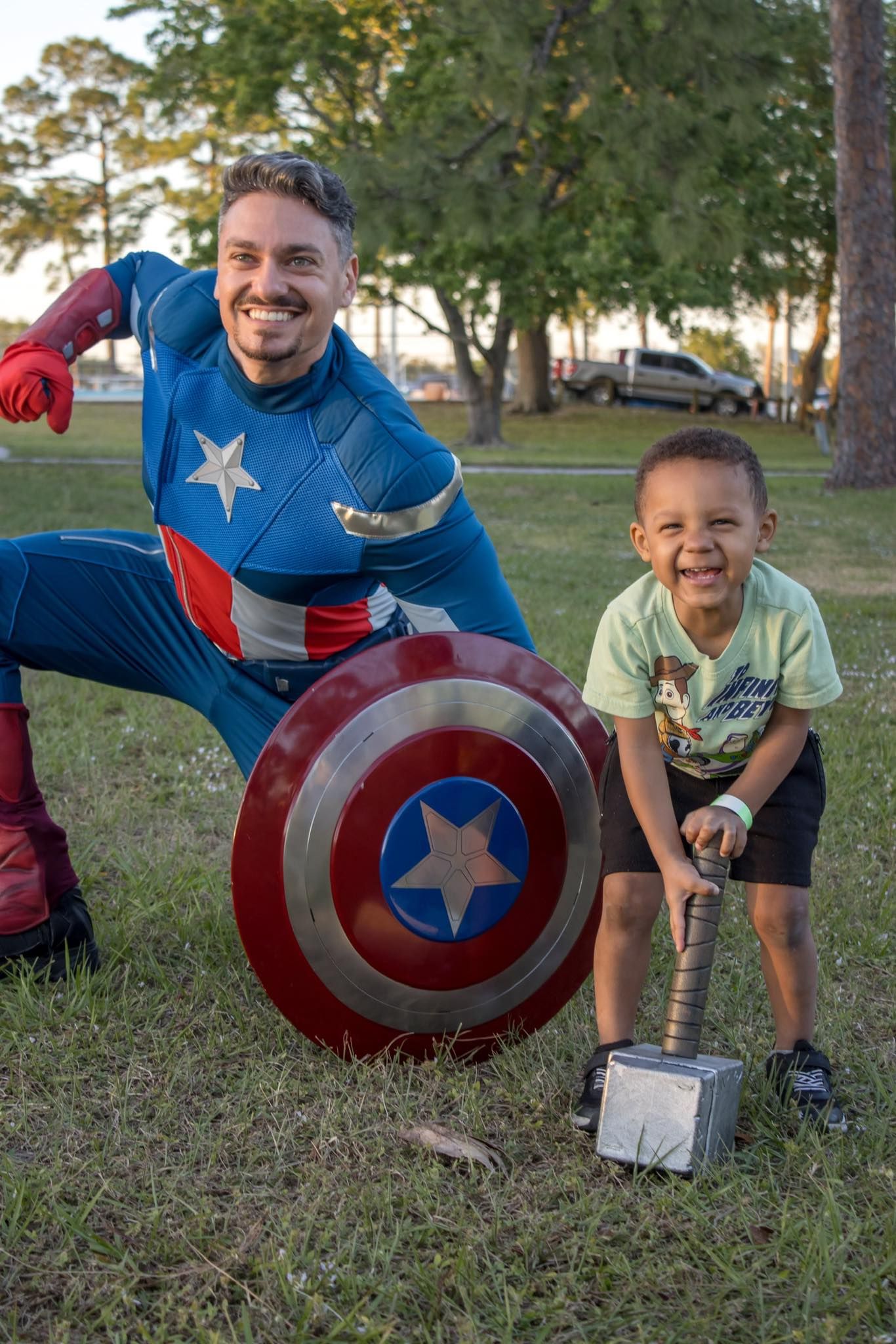 daniel harris posing with young boy