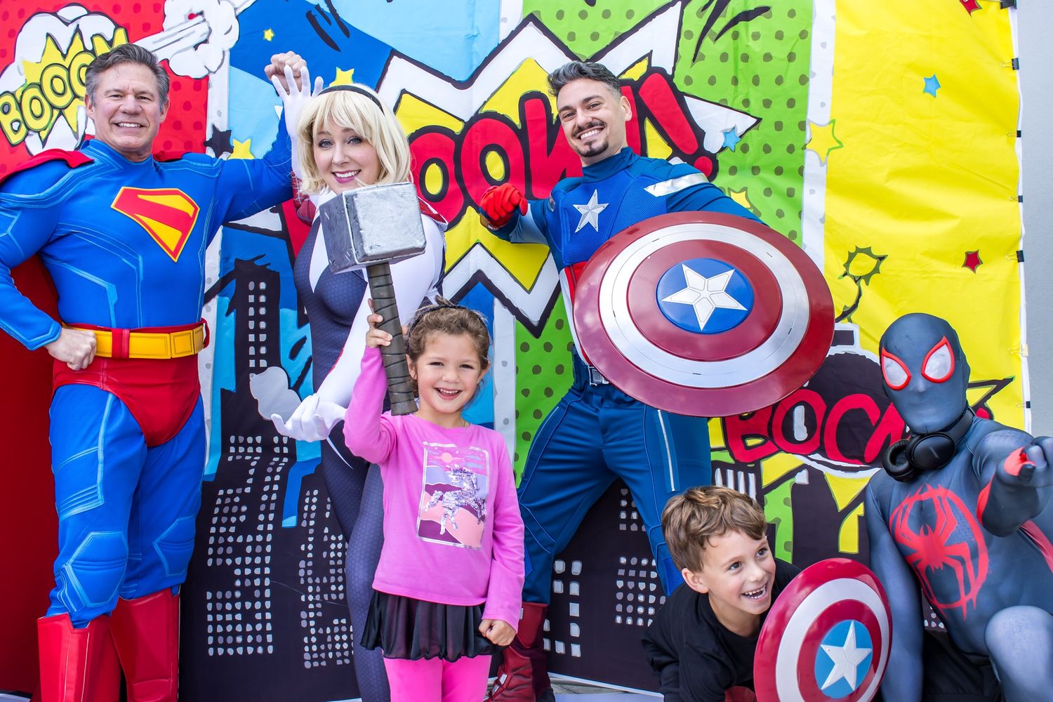 Superheroes with girl