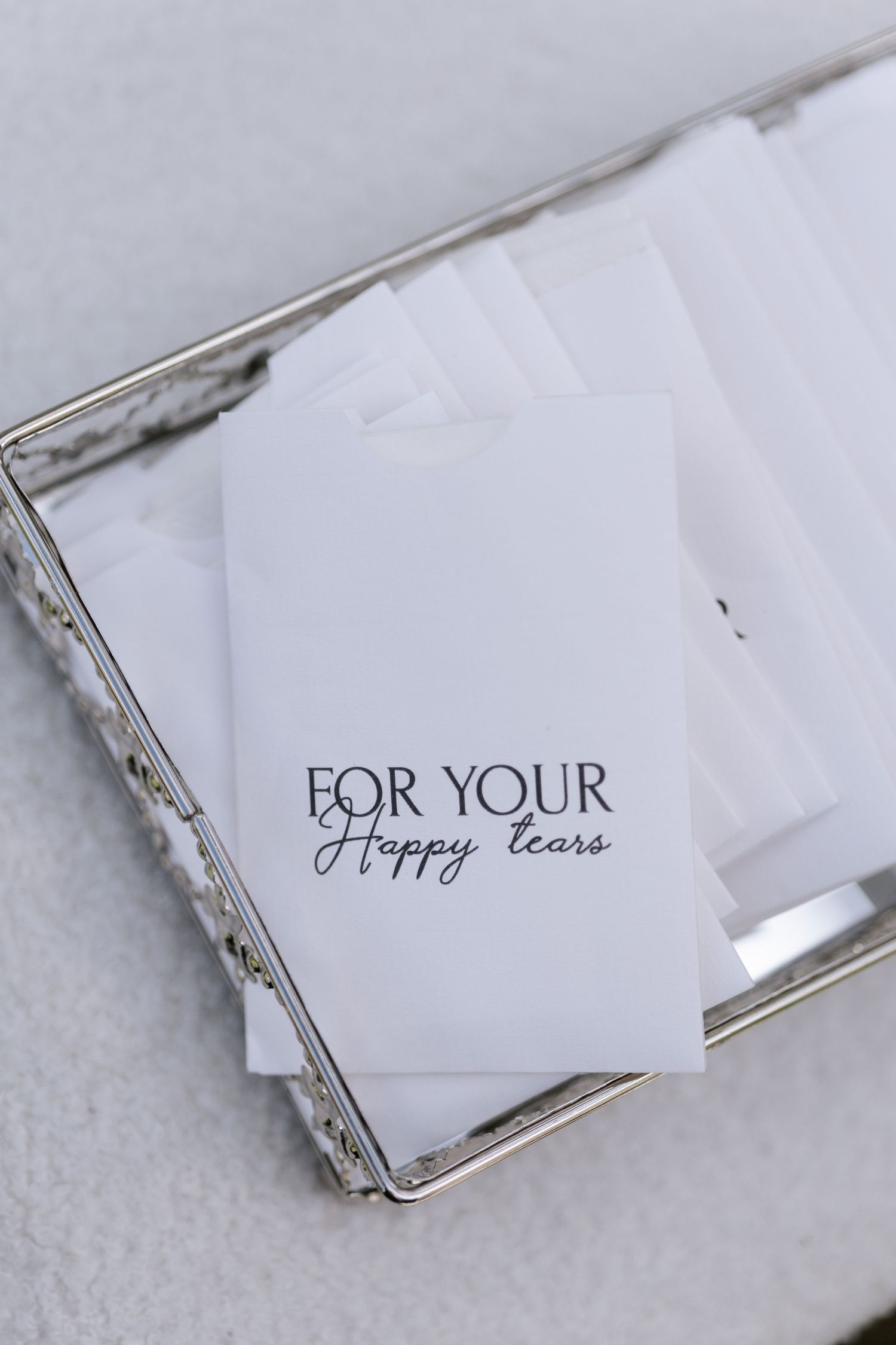 Wedding stationery details with elegant typography reading 'For Your' in classic black text.