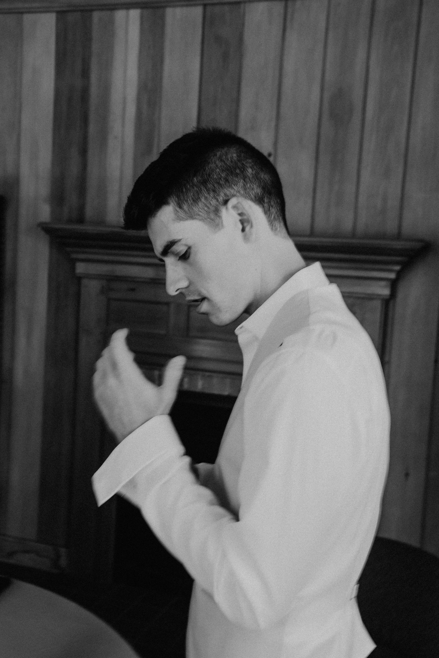 Groom getting ready