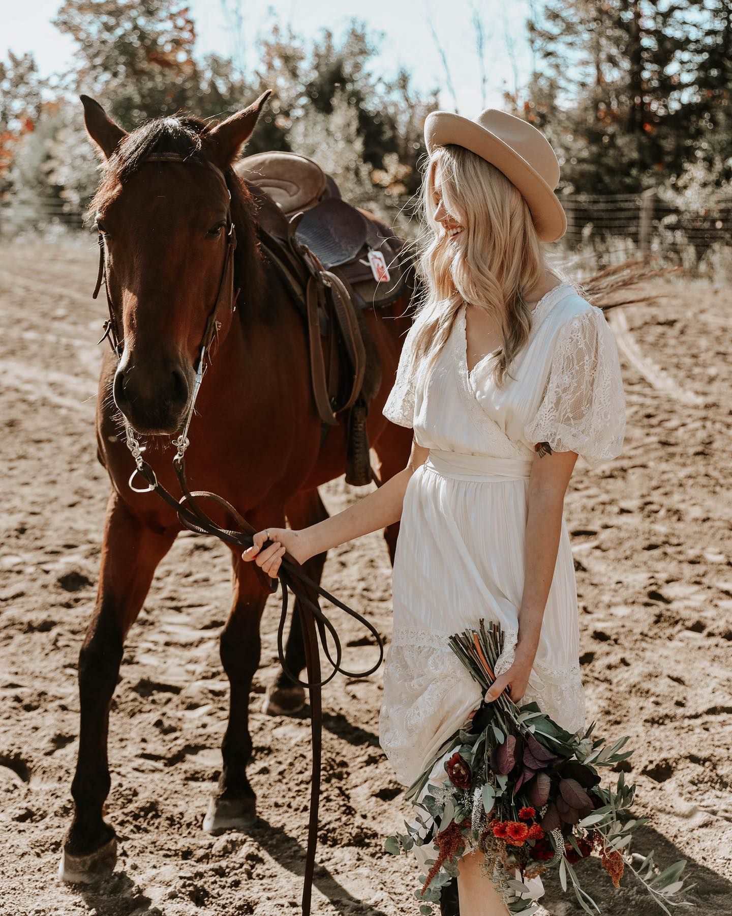 bride with horse western