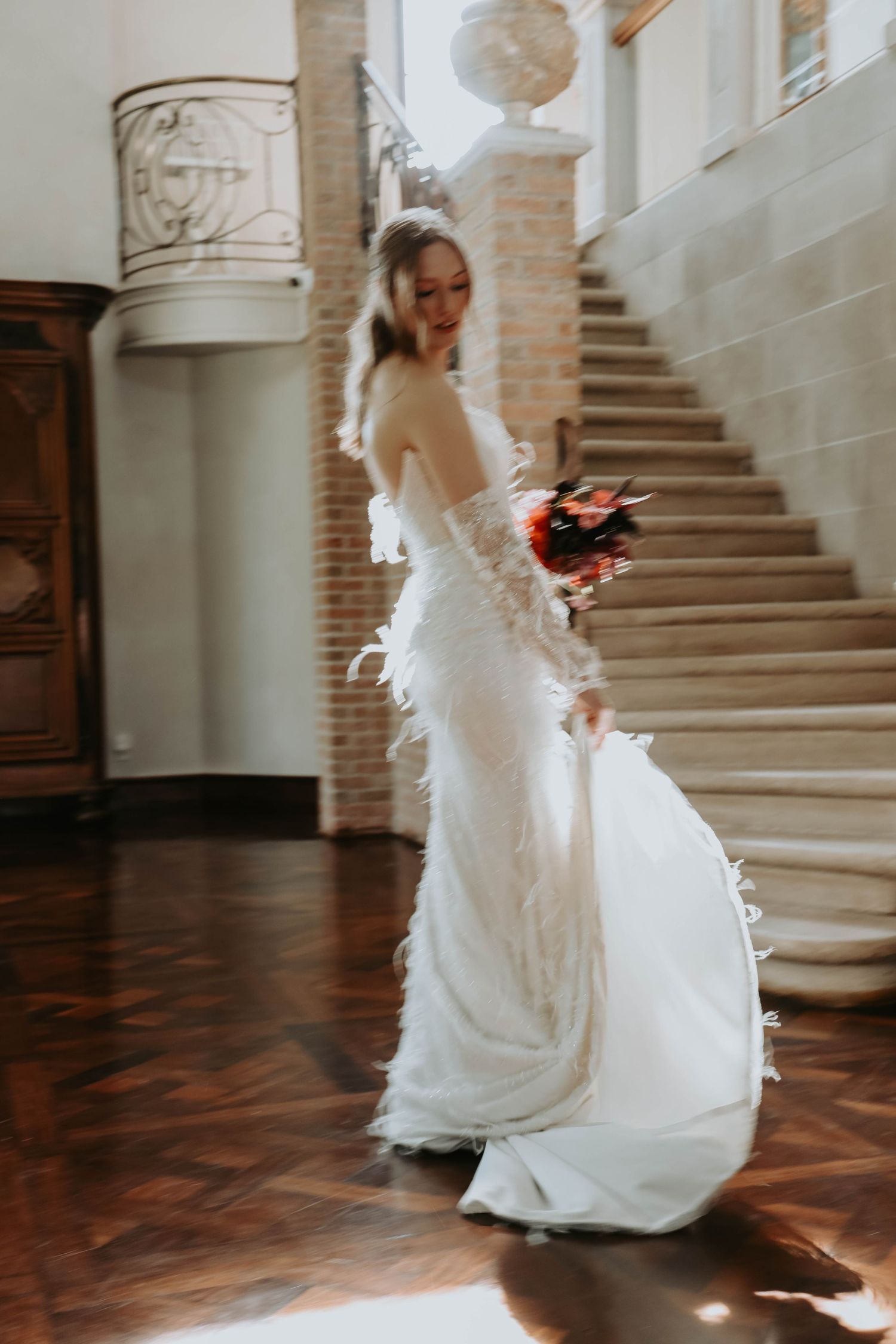 Dacing bride in the light