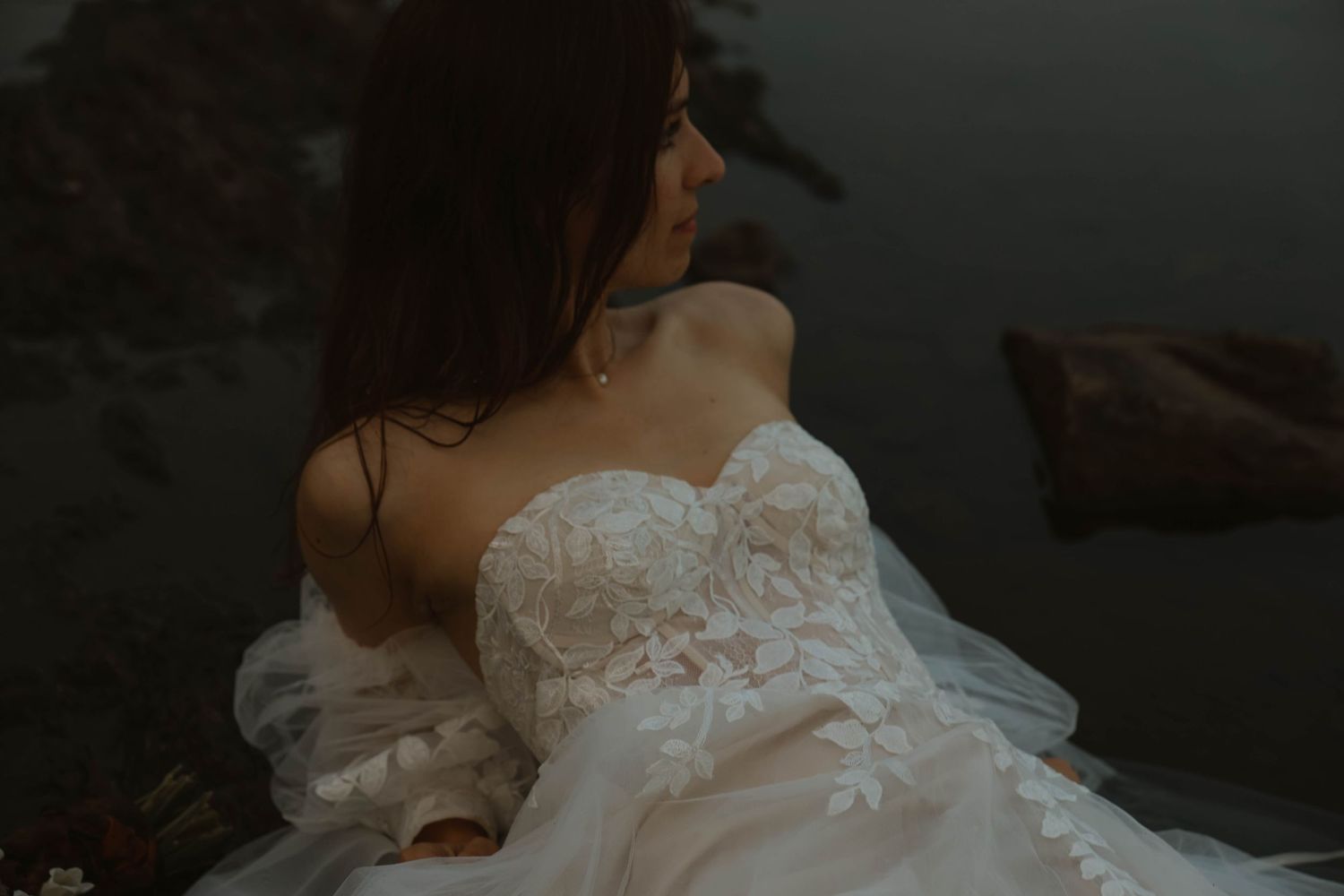 beach moody bride