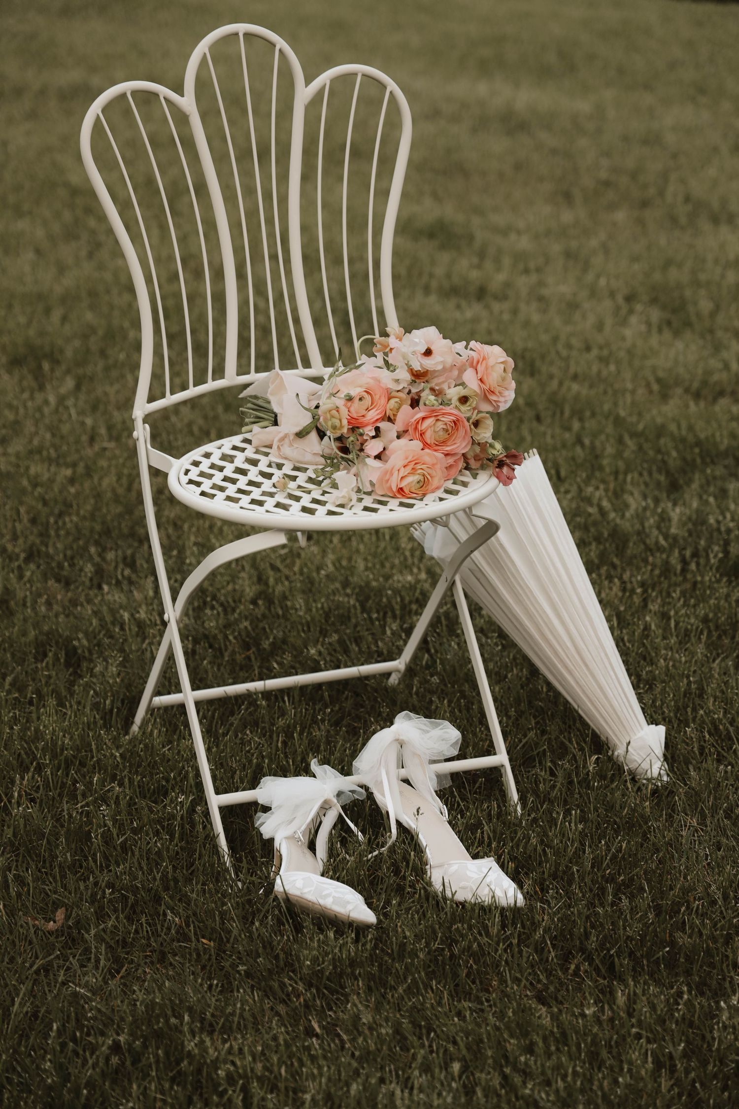 chair with flowers and shoes