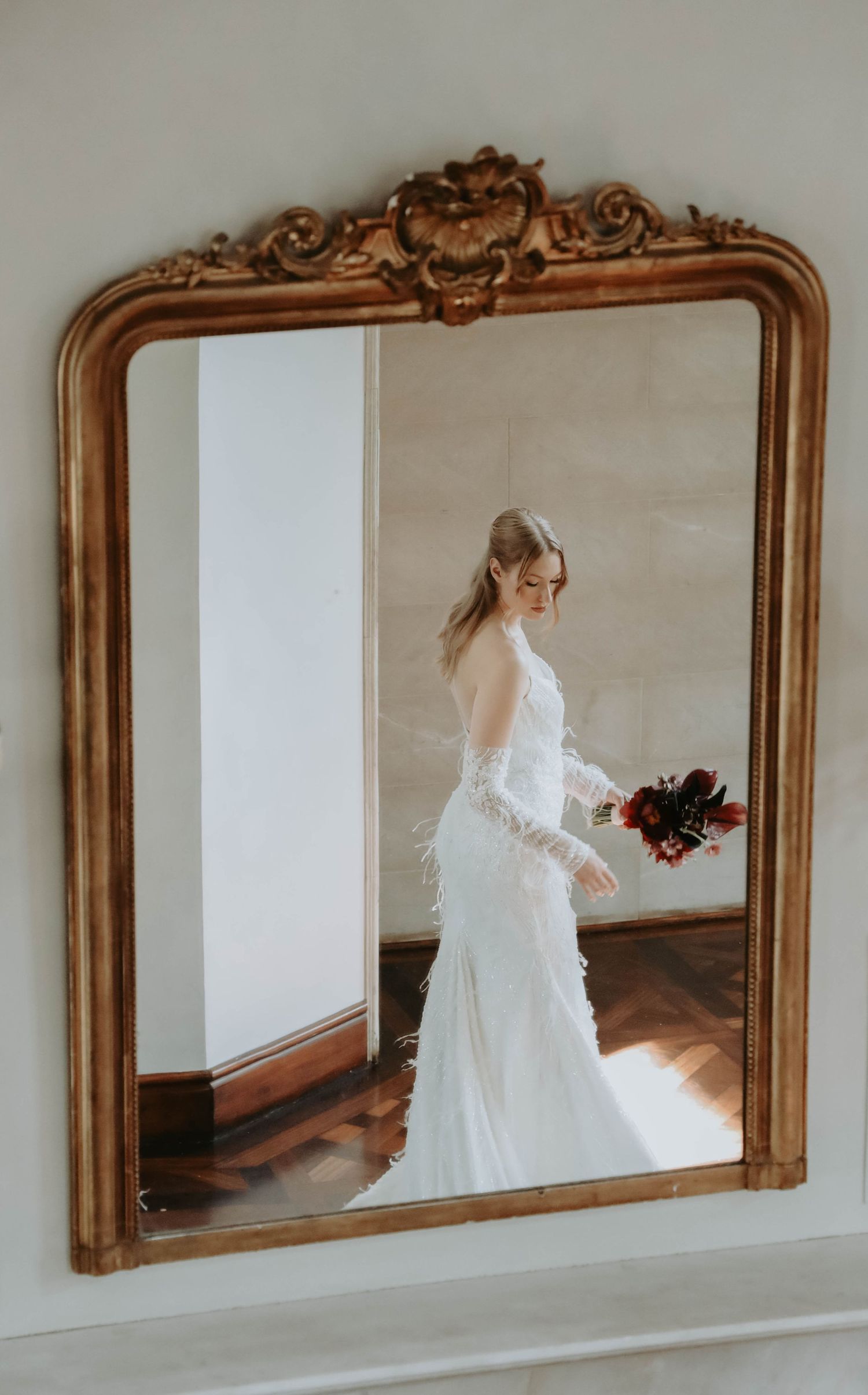 bride in the mirror