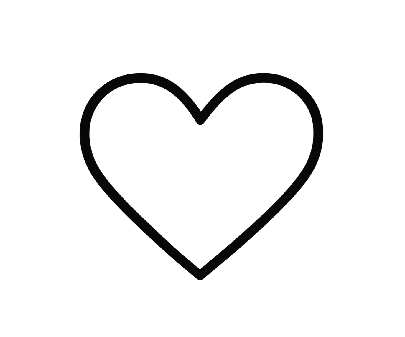 Simple black outline heart icon on white background, perfect for love, Valentine's Day, and social media like button designs.