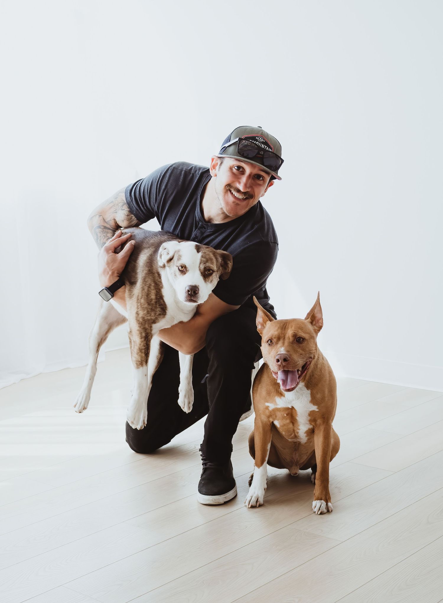 Pet and owner connection captured during a professional photography session in edmonton with Coral Konanz Photography
