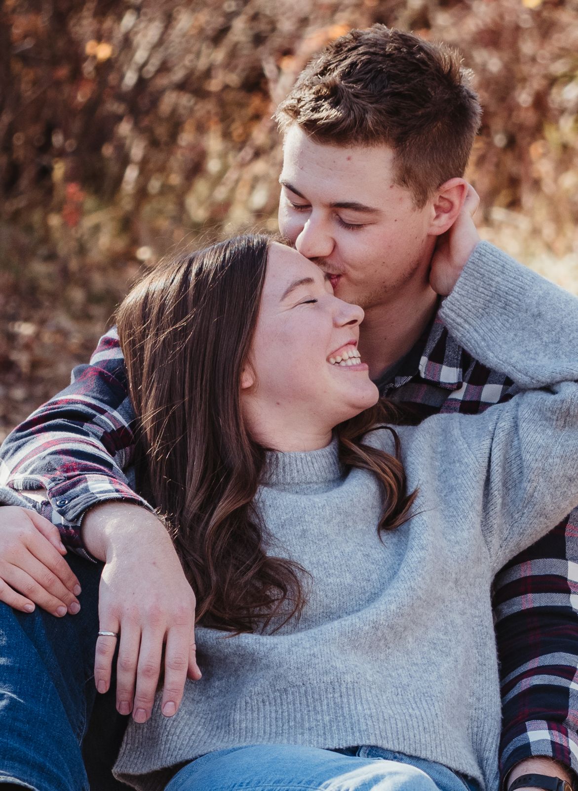 Candid couple dancing during outdoor session